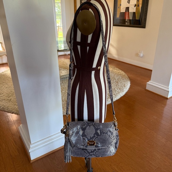 Michael Kors Bedford Crossbody Shoulder Bag Leather Python Embossed Handbag - Picture 4 of 14